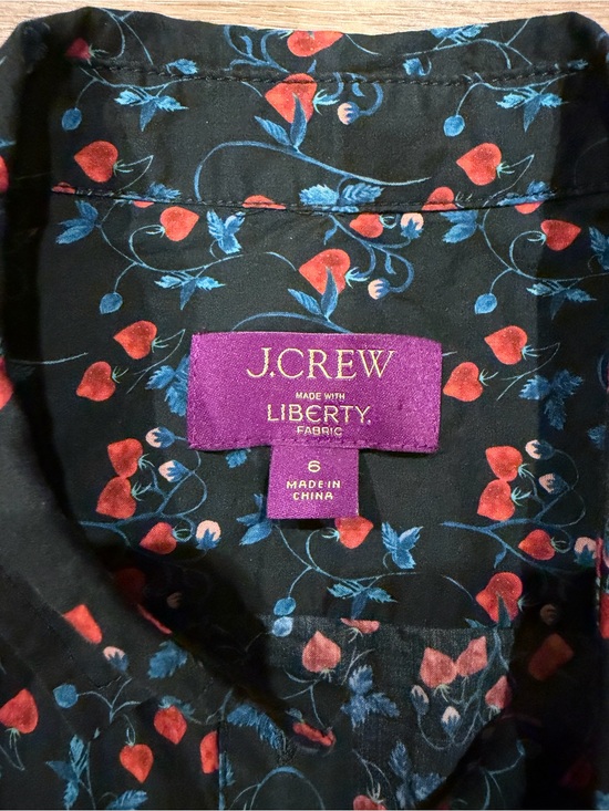J. Crew Tops - J.CREW Liberty Fabric Strawberry Print Lightweight Button-Up Cotton Shirt Sz 6